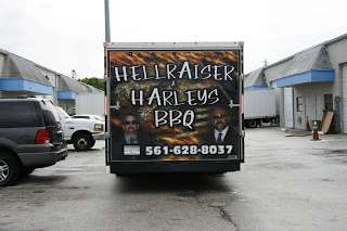 Delray Beach Food Truck Trailer Wrap for Hellraiser & Harley’s BBQ by Car Wrap Solutions