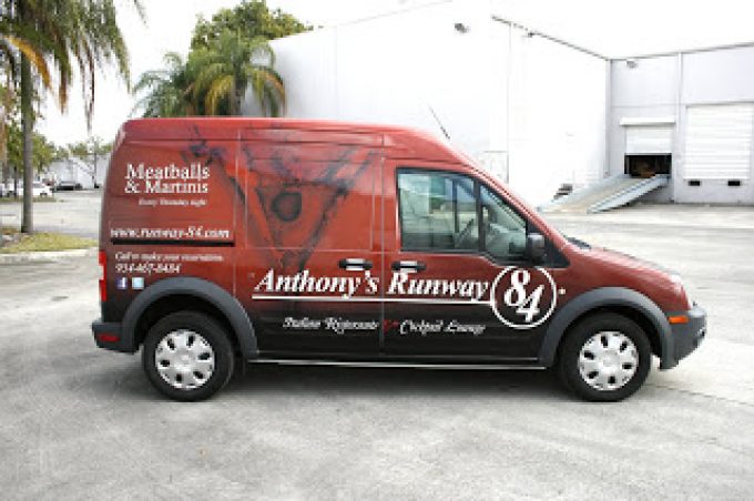 Ford Transit Connect Van Wrap Advertising in Davie Florida for Anthony’s Runway 84 Restaurant