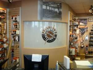 Window Perferation sign for Peterson Harley Davidson, Hollywood, Florida, pic1