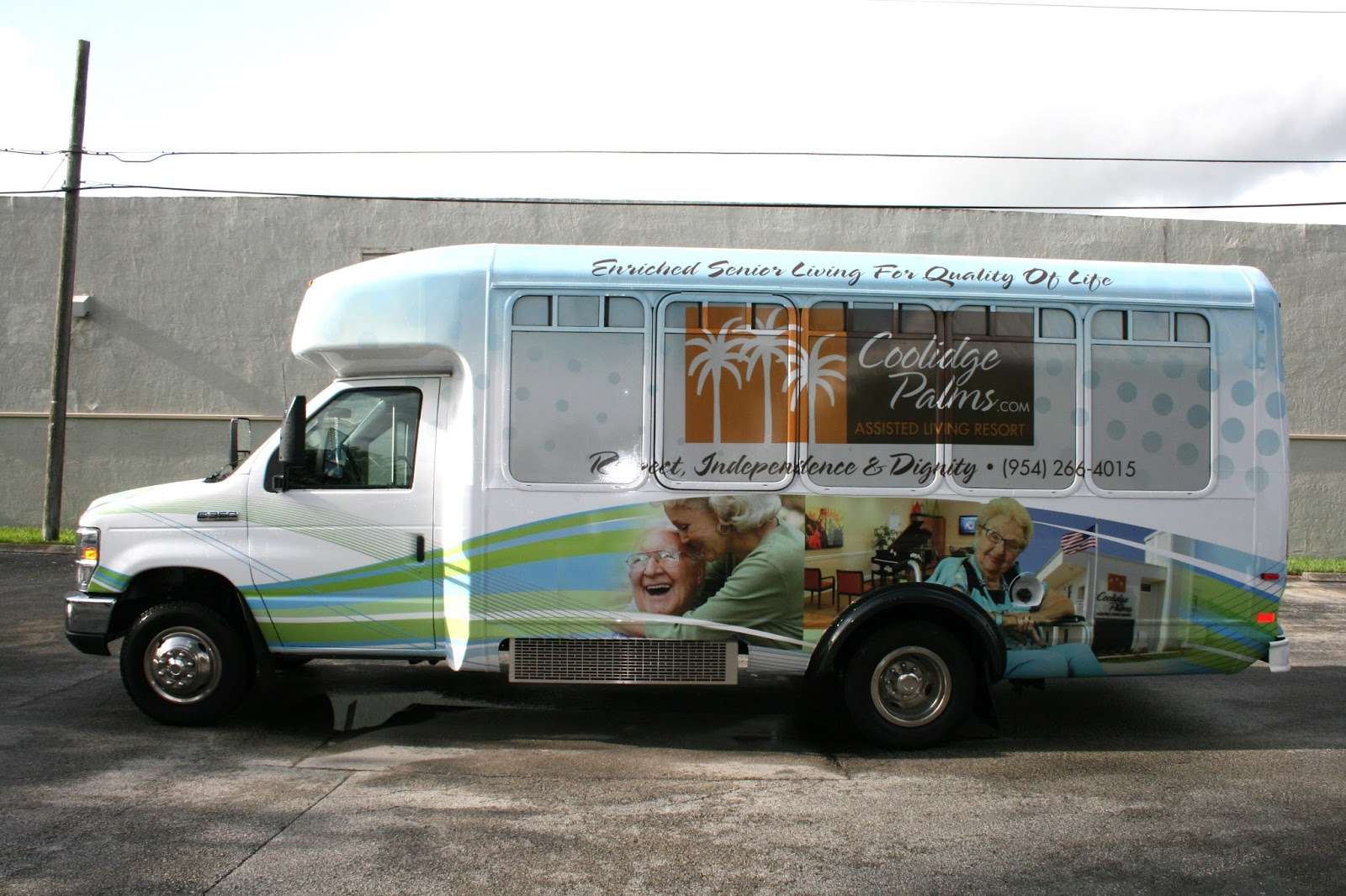 Shuttle Bus Passenger Van Vinyl Vehicle Wrap Fort Lauderdale Florida for Assisted Living Facility
