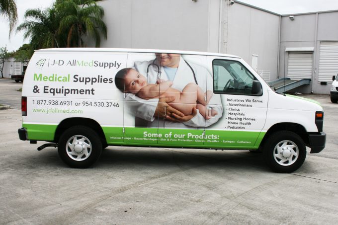 Medical Supply Delivery Van Wrap Graphics Fort Lauderdale Florida