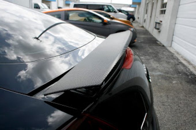 Audi TT Carbon Fiber Rear Spoiler 3M Vinyl Wrap Miami Florida