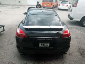 Vinyl Chrome Wrapped Porsche Panamera Spoiler
