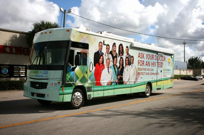 RV Bus 3M Vehicle Wrap Fort Lauderdale Florida | Florida Dept of Health Broward Greater Than Aids Wrap