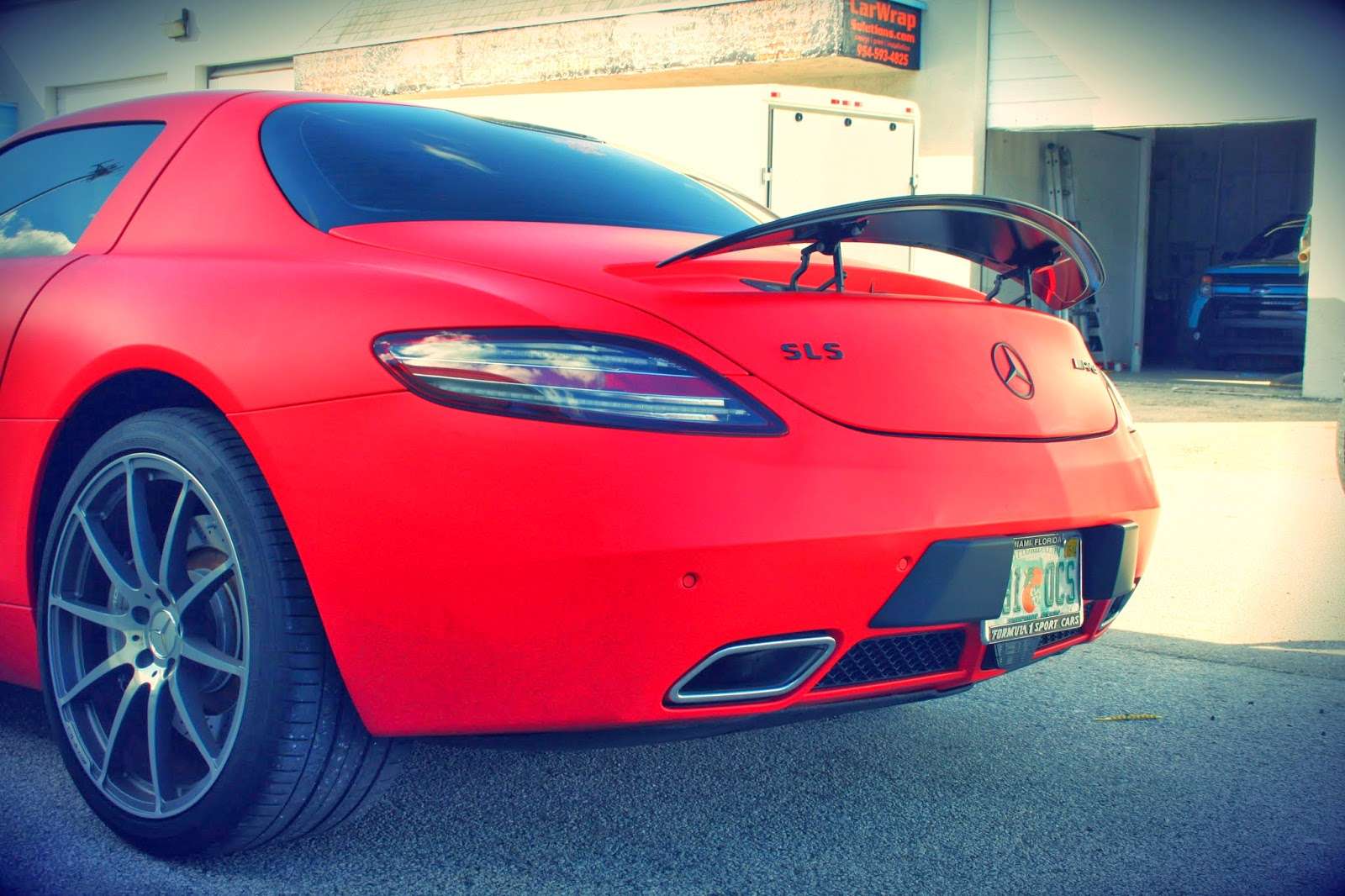 Custom Mercedes-Benz SLS AMG GT Matte Red & Matte Black Vinyl Wrap Coral Gables Florida