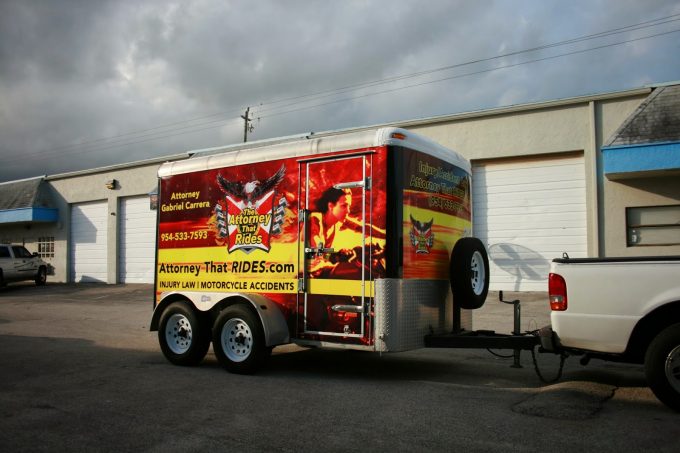 Motorcycle Trailer Vehicle Wrap Fort Lauderdale Florida | Attorney That Rides