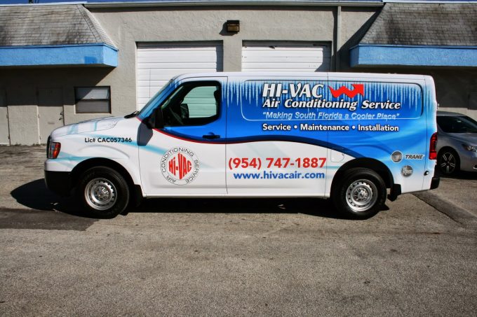 Fort Lauderdale Nissan NV1500 Vinyl Vehicle Wrap | Hi Vac Air Conditioning Vehicle Wrap
