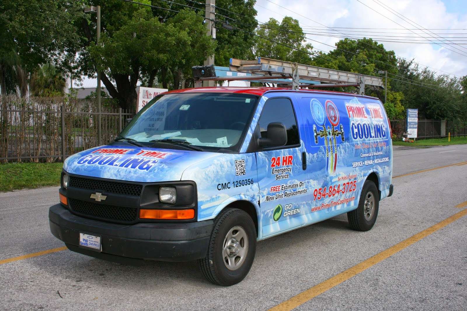HVAC Air Condition Commercial Cargo Van Vinyl Car Wrap Davie Florida | Prime Time Cooling