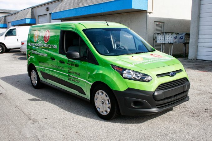 New Ford Transit Connect Vinyl Vehicle Wrap Weston Florida | Platinum Mosquito Connection
