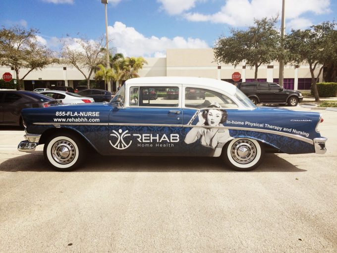Classic Chevrolet Car Wrap Advertising Boynton Beach Florida for Rehab Home Health by Car Wrap Solutions