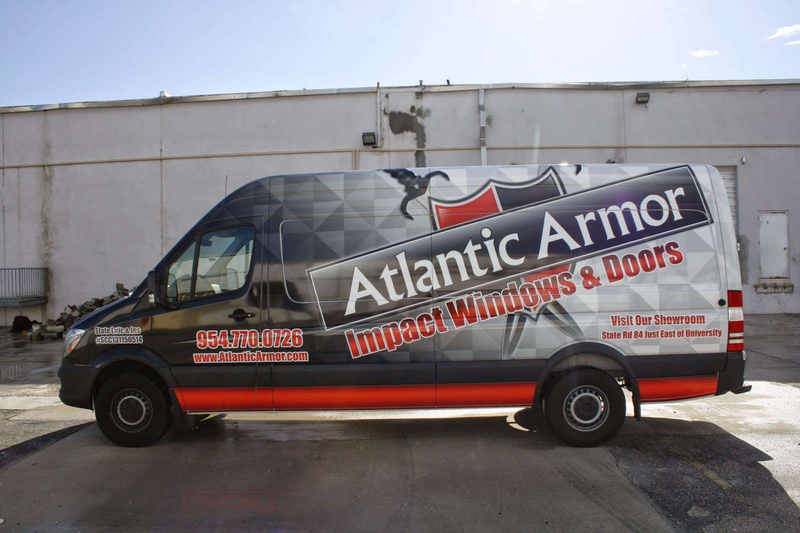 Davie Florida Sprinter Cargo Van Vinyl Wrap Advertising Graphic Design Layout, Printing & 3M Preferred Certified Installation | Atlantic Windows & Doors