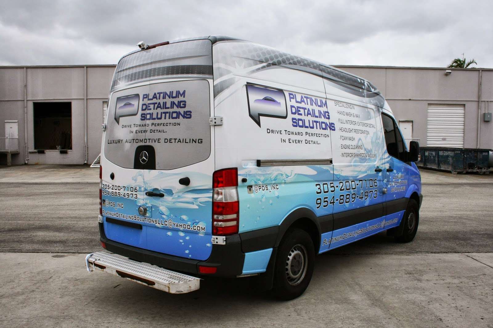 Mercedes Benz Sprinter Van Commerical Car Wrap for Sunrise Florida Detailing Company Platinum Detailing Solutions