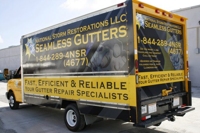 Miami Florida Commercial Box Truck Vehicle Wrap Advertising Miami Florida | National Storm Restoration
