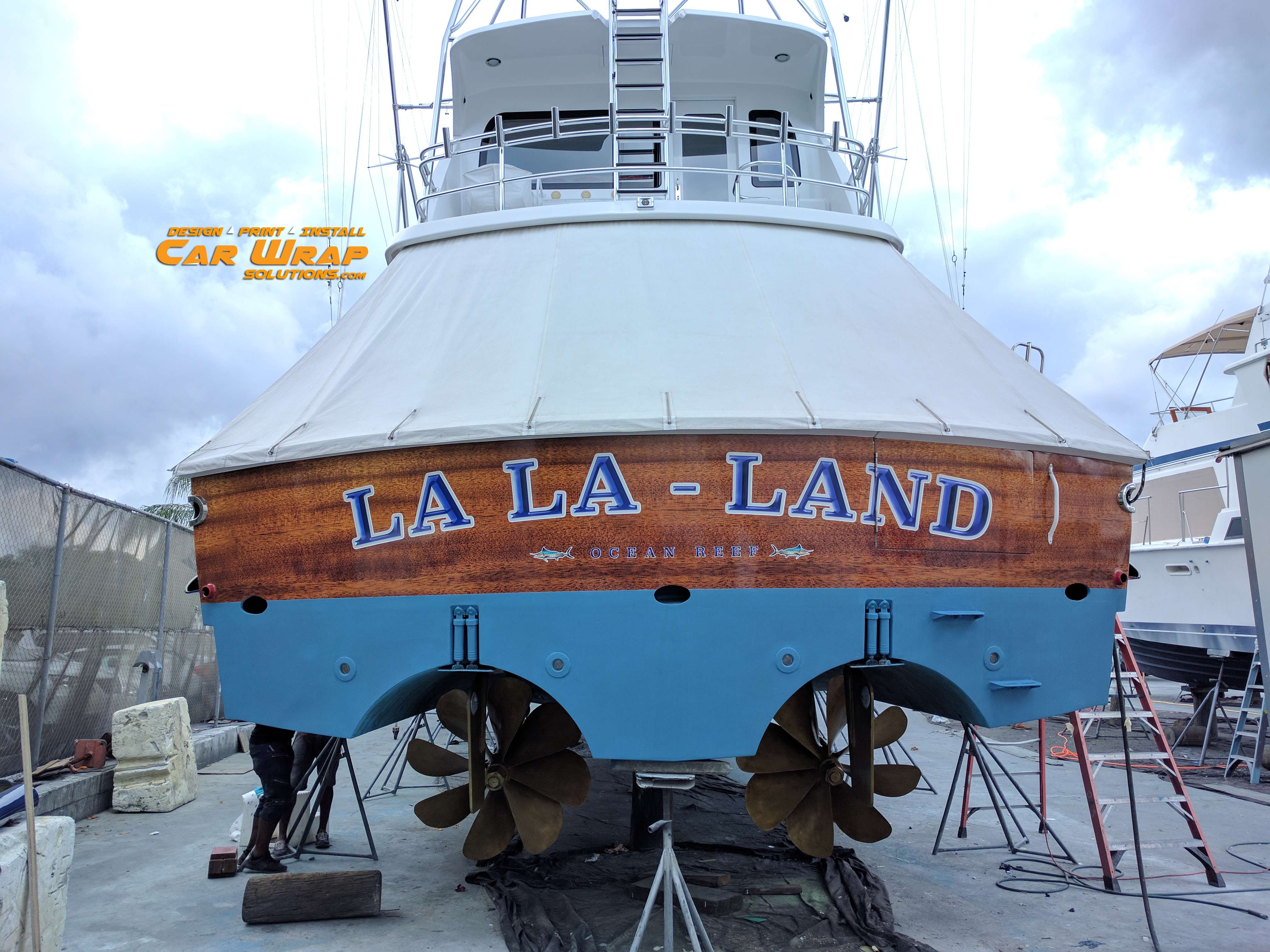 Hatteras Custom Transom Vinyl Wrap Dania Beach, Florida | Car Wrap Solutions