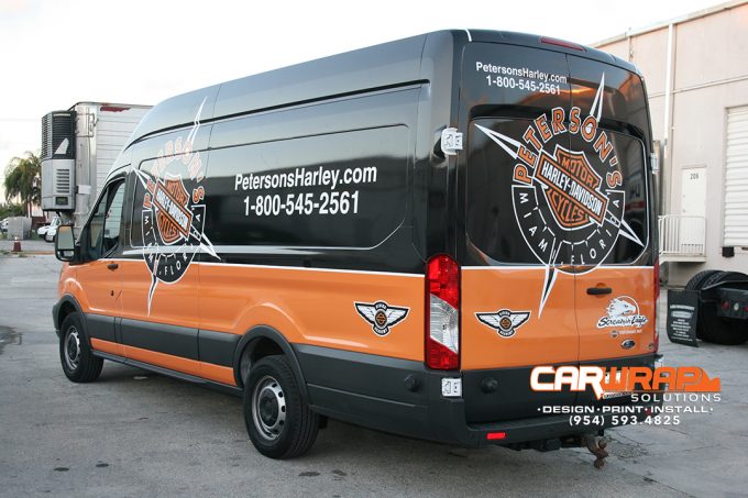 Peterson Harley Davidson New Ford Transit Van Car Wrap Advertising For Miami Florida Market